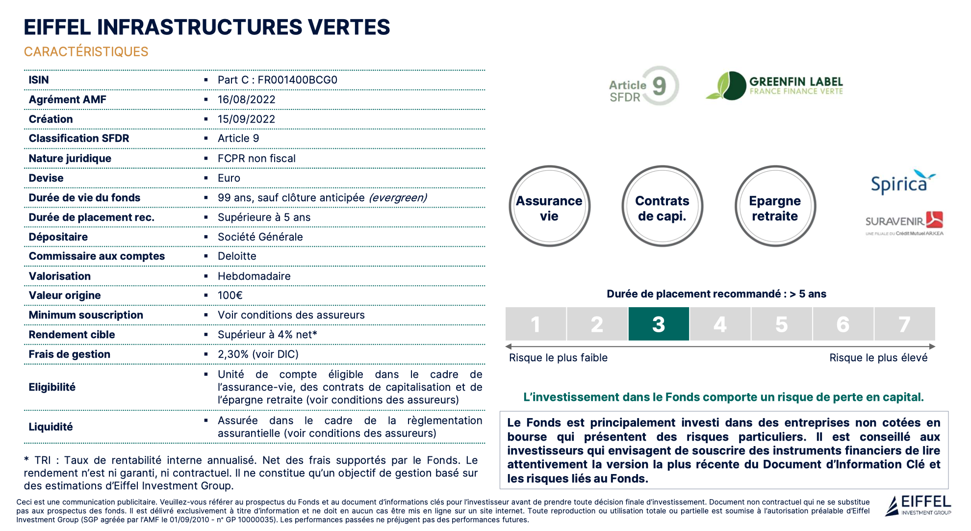 EIFFEL INFRASTRUCTURES VERTES CARACTERISTIQUE